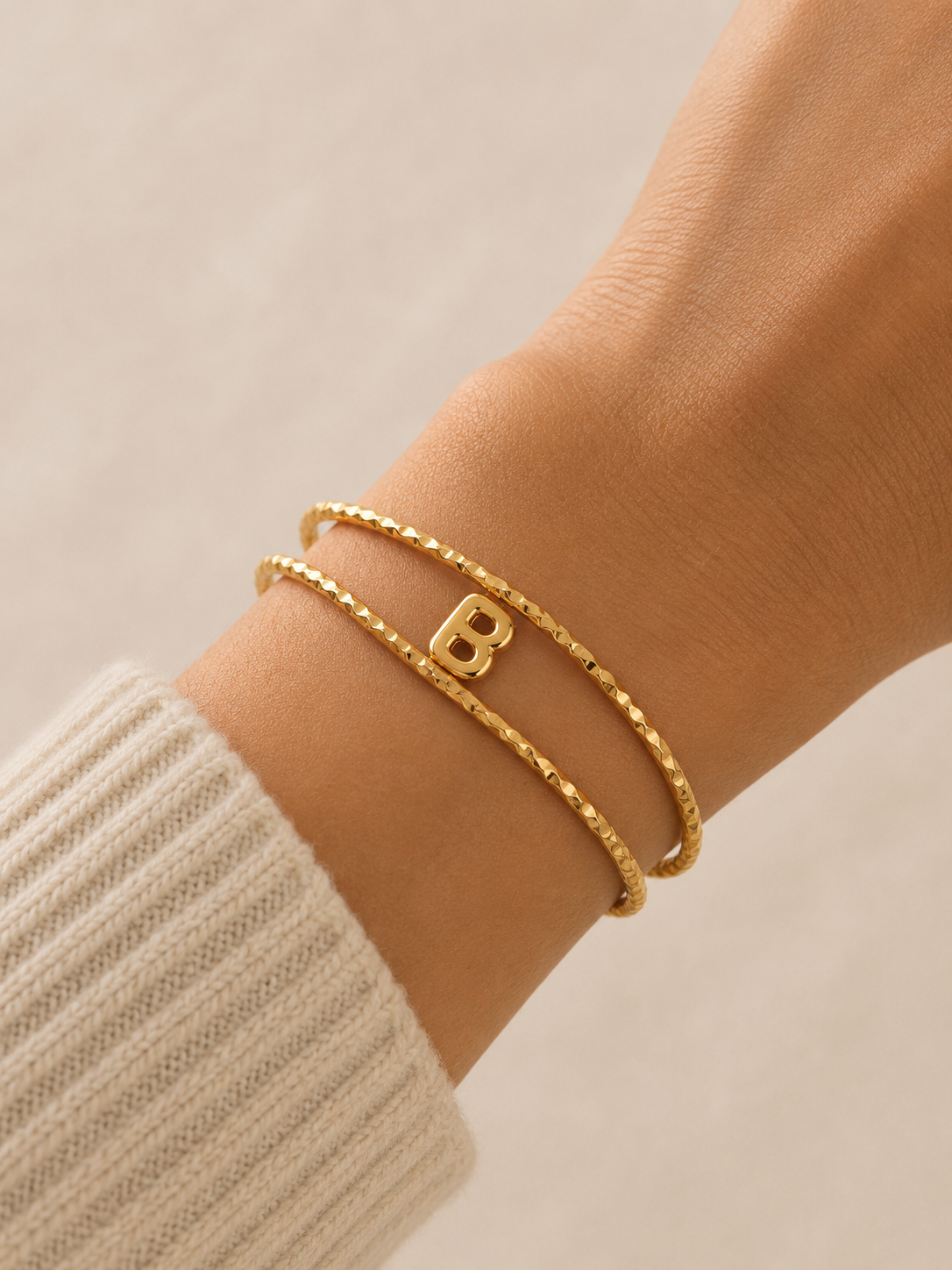 Bracelet Initiale Femme Doré Acier Inoxydable – Courage NNO