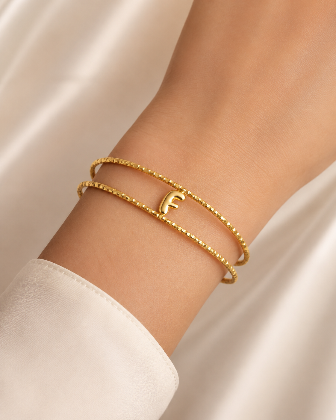 Bracelet Initiale Femme Doré Acier Inoxydable – Courage NNO