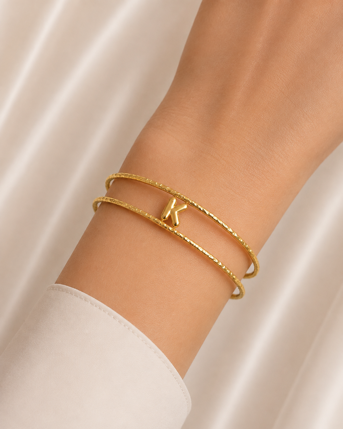 Bracelet Initiale Femme Doré Acier Inoxydable – Courage NNO