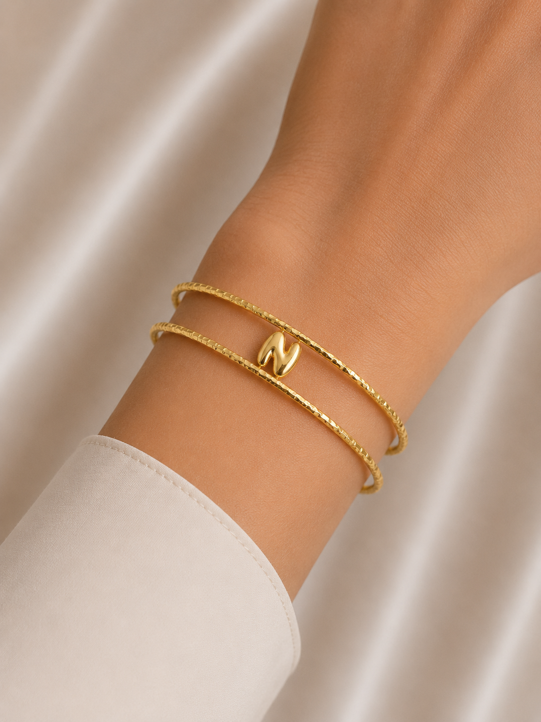 Bracelet Initiale Femme Doré Acier Inoxydable – Courage NNO