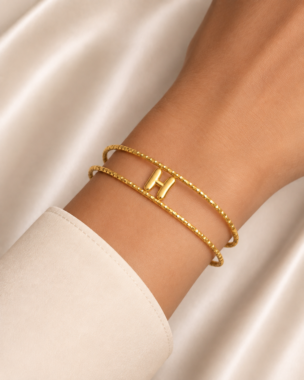 Bracelet Initiale Femme Doré Acier Inoxydable – Courage NNO
