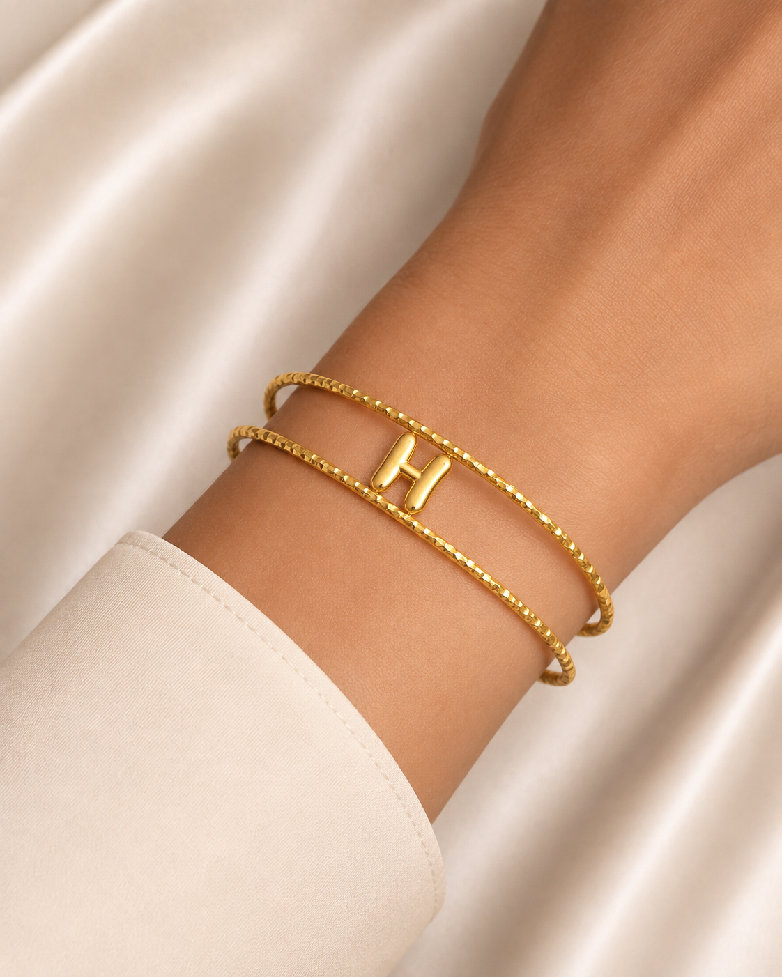 Bracelet Initiale Femme Doré Acier Inoxydable – Courage NNO