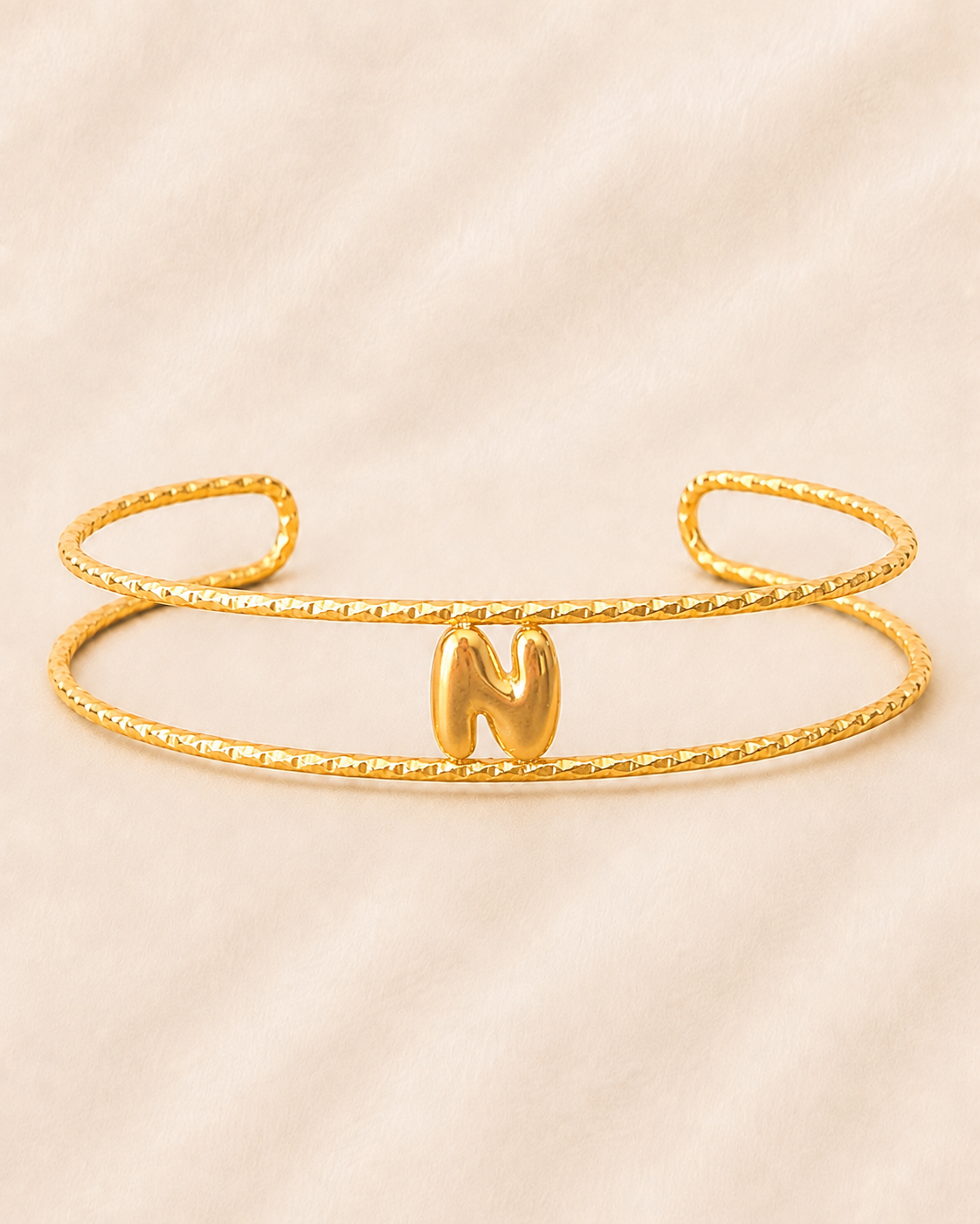 Bracelet Initiale Femme Doré Acier Inoxydable – Courage NNO