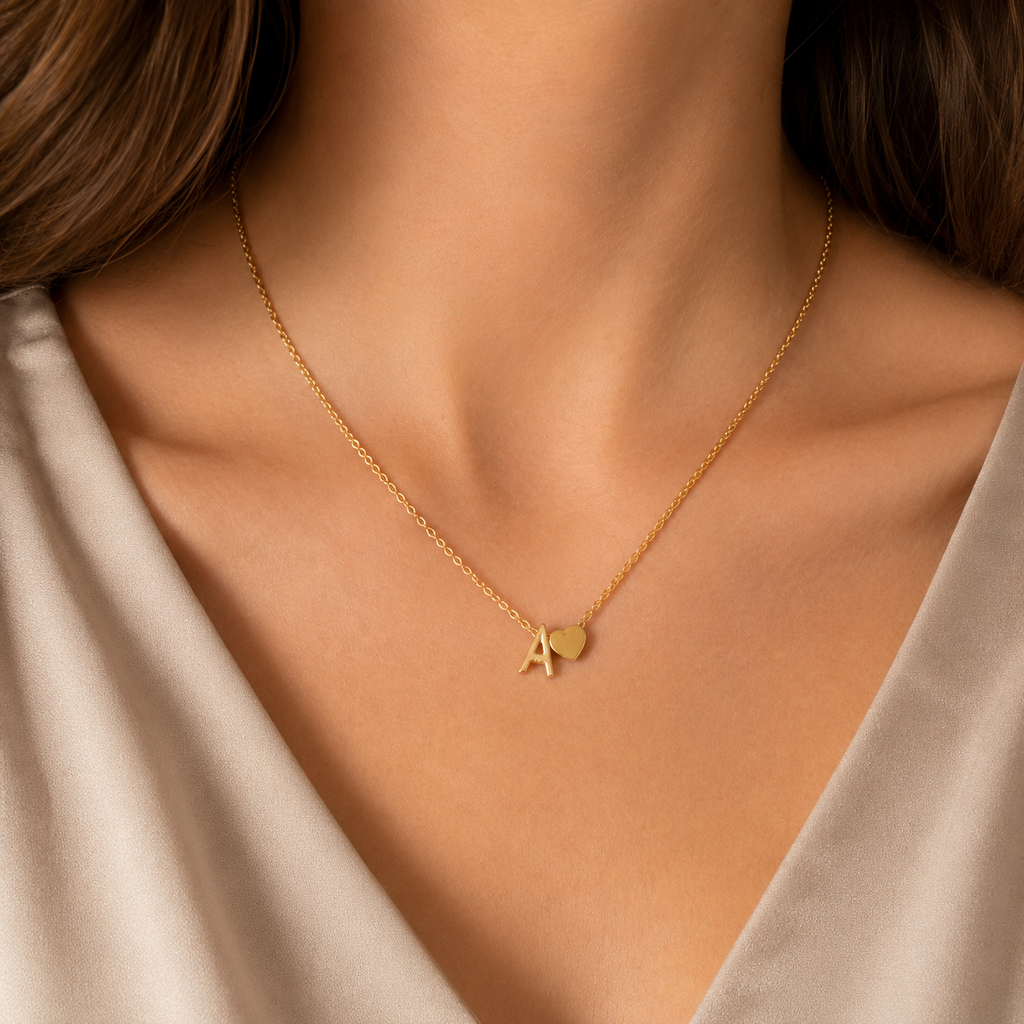 Collier Initiale et Cœur en Acier Inoxydable – Union