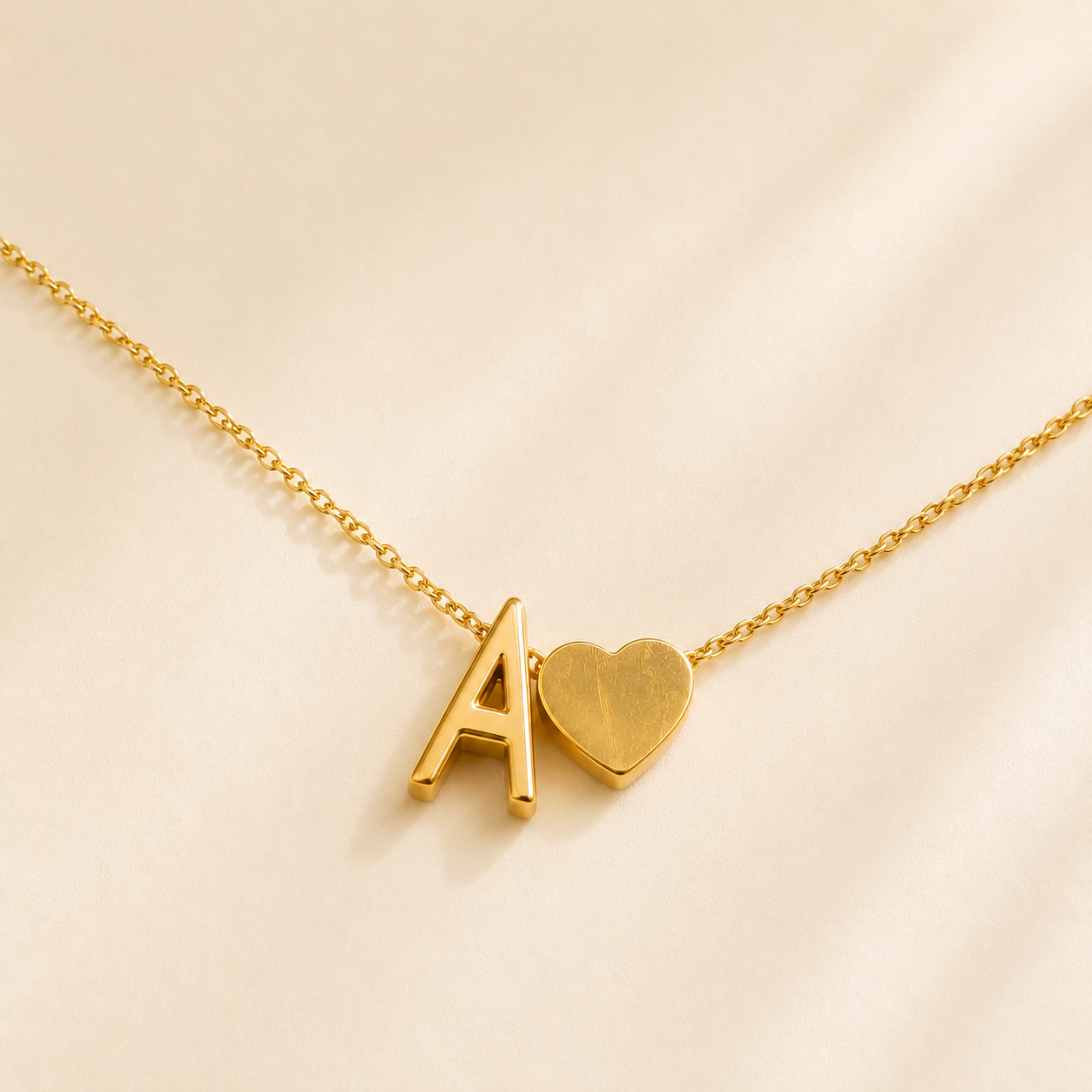 Collier Initiale et Cœur en Acier Inoxydable – Union