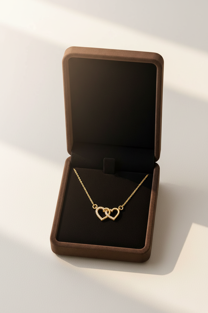 Collier Cœur en Acier Inoxydable – Lien