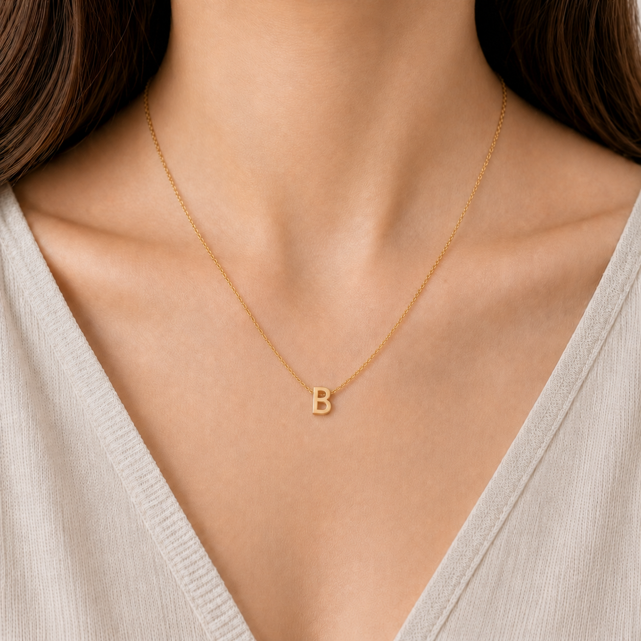 Collier Initiale en Acier Inoxydable Or – Fraternité