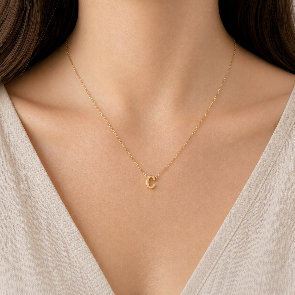 Collier Initiale en Acier Inoxydable Or – Fraternité