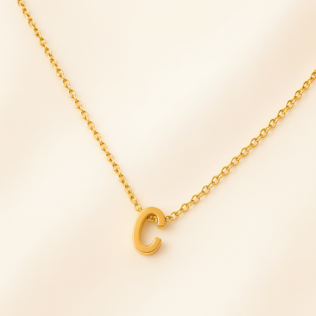 Collier Initiale en Acier Inoxydable Or – Fraternité