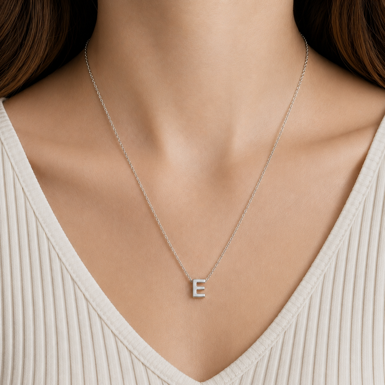 Collier Initiale en Acier Inoxydable Argent – Fraternité