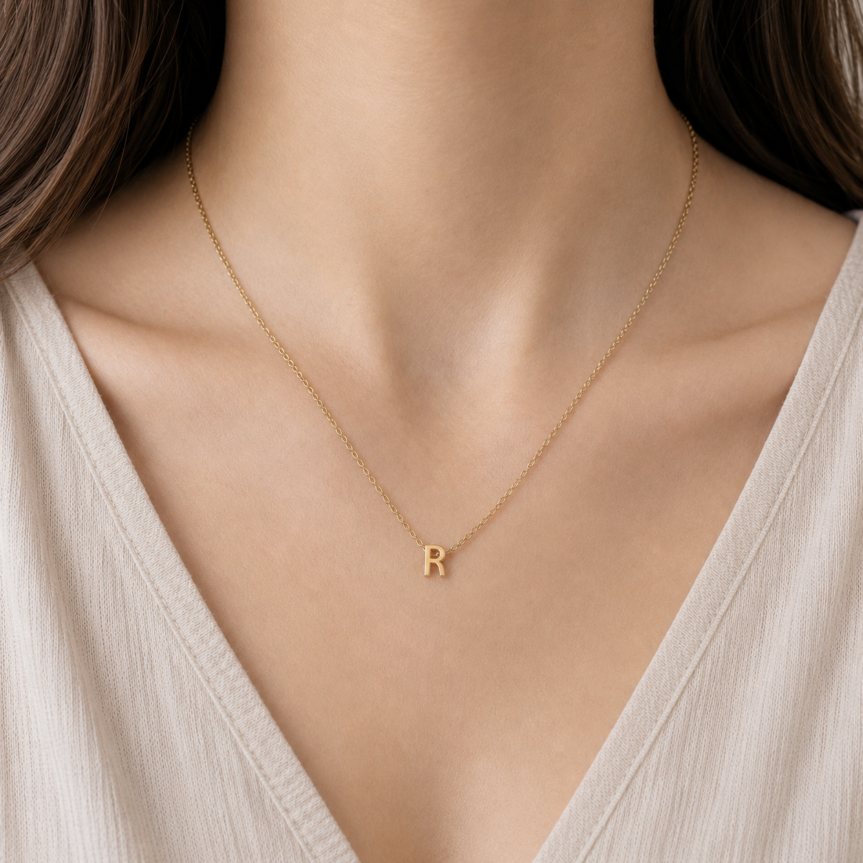 Collier Initiale en Acier Inoxydable Or – Fraternité