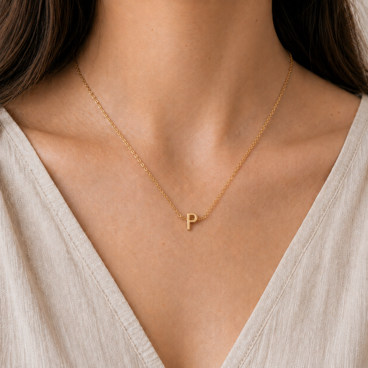 Collier Initiale en Acier Inoxydable Or – Fraternité