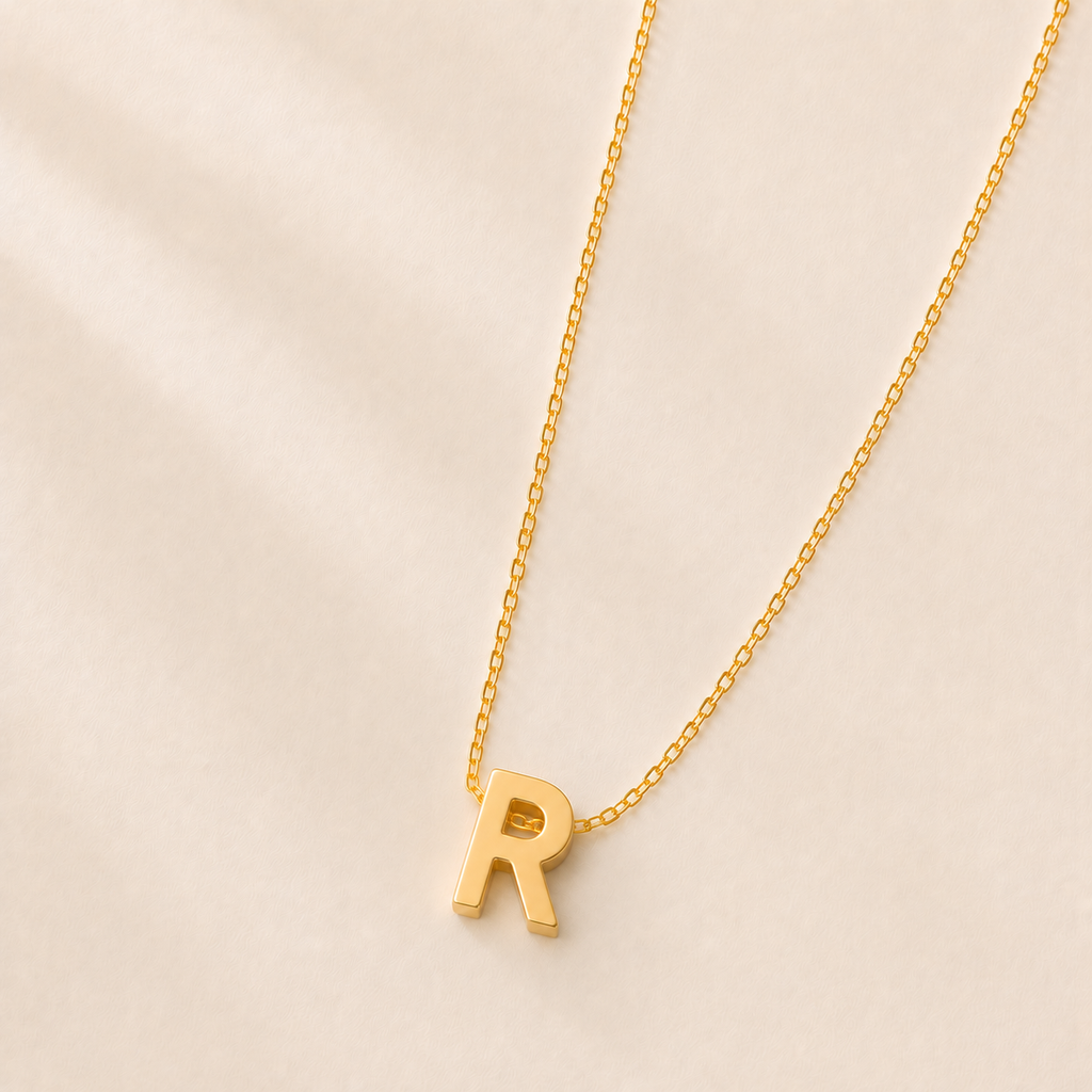 Collier Initiale en Acier Inoxydable Or – Fraternité