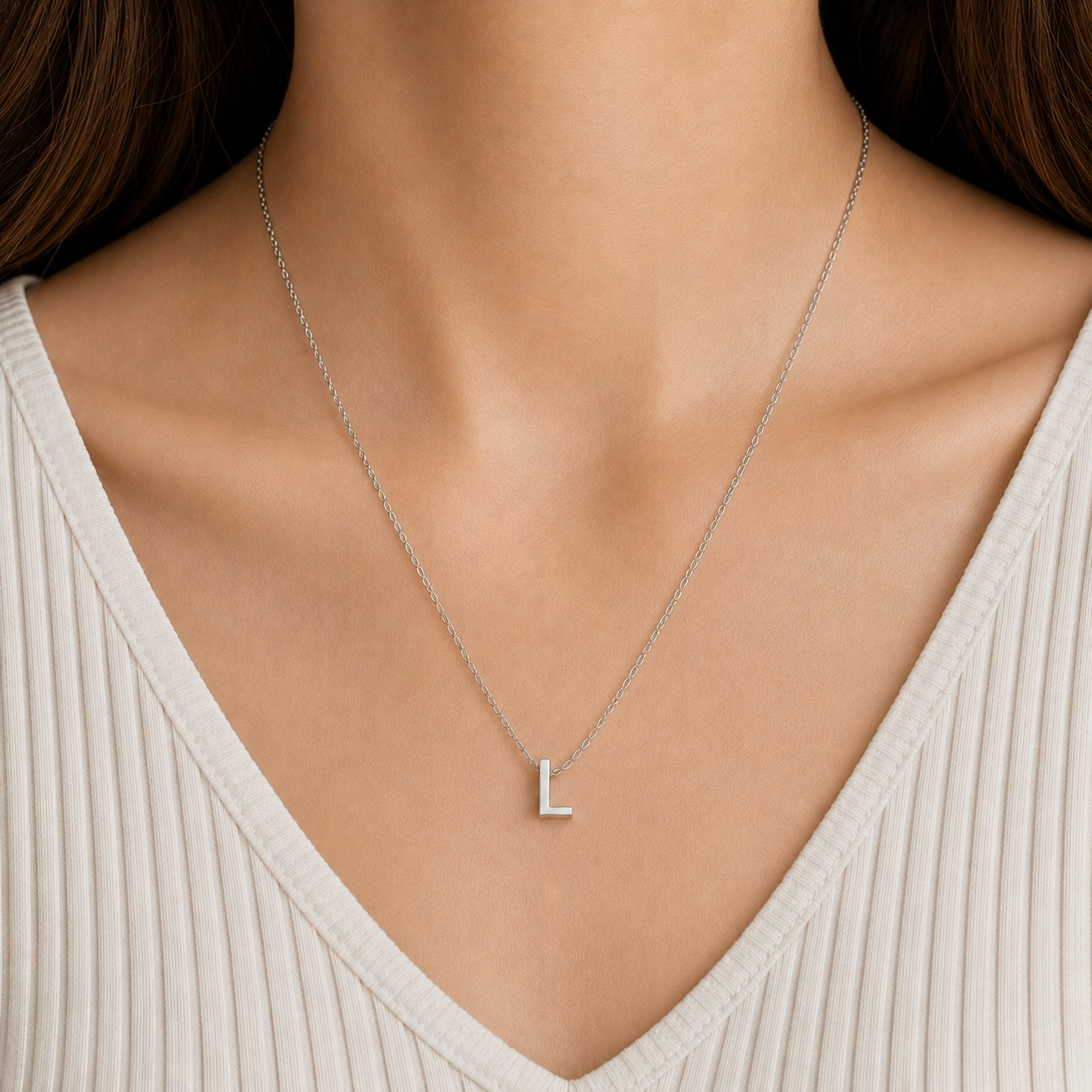 Collier Initiale en Acier Inoxydable Argent – Fraternité