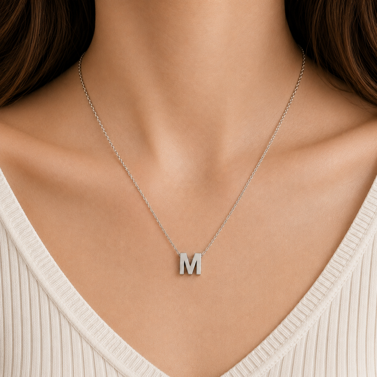Collier Initiale en Acier Inoxydable Argent – Fraternité