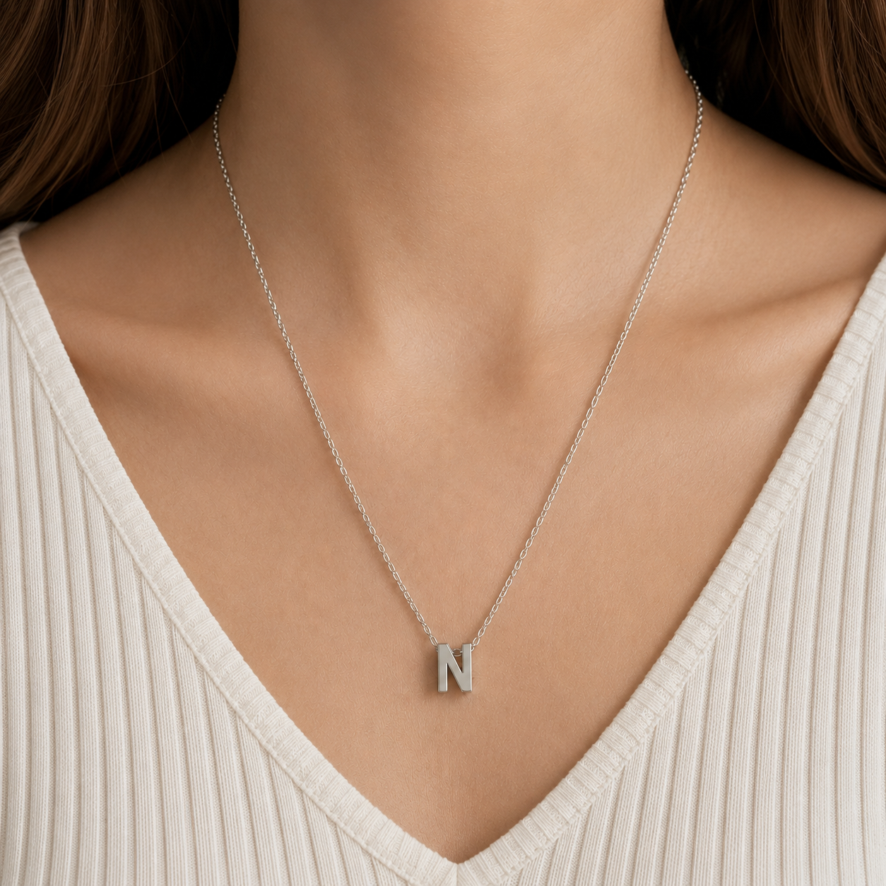 Collier Initiale en Acier Inoxydable Argent – Fraternité