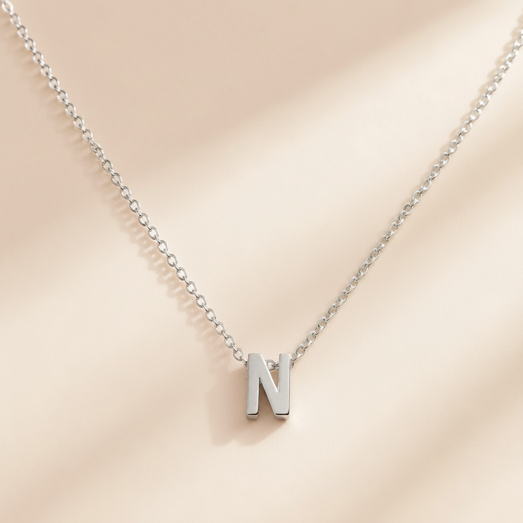 Collier Initiale en Acier Inoxydable Argent – Fraternité