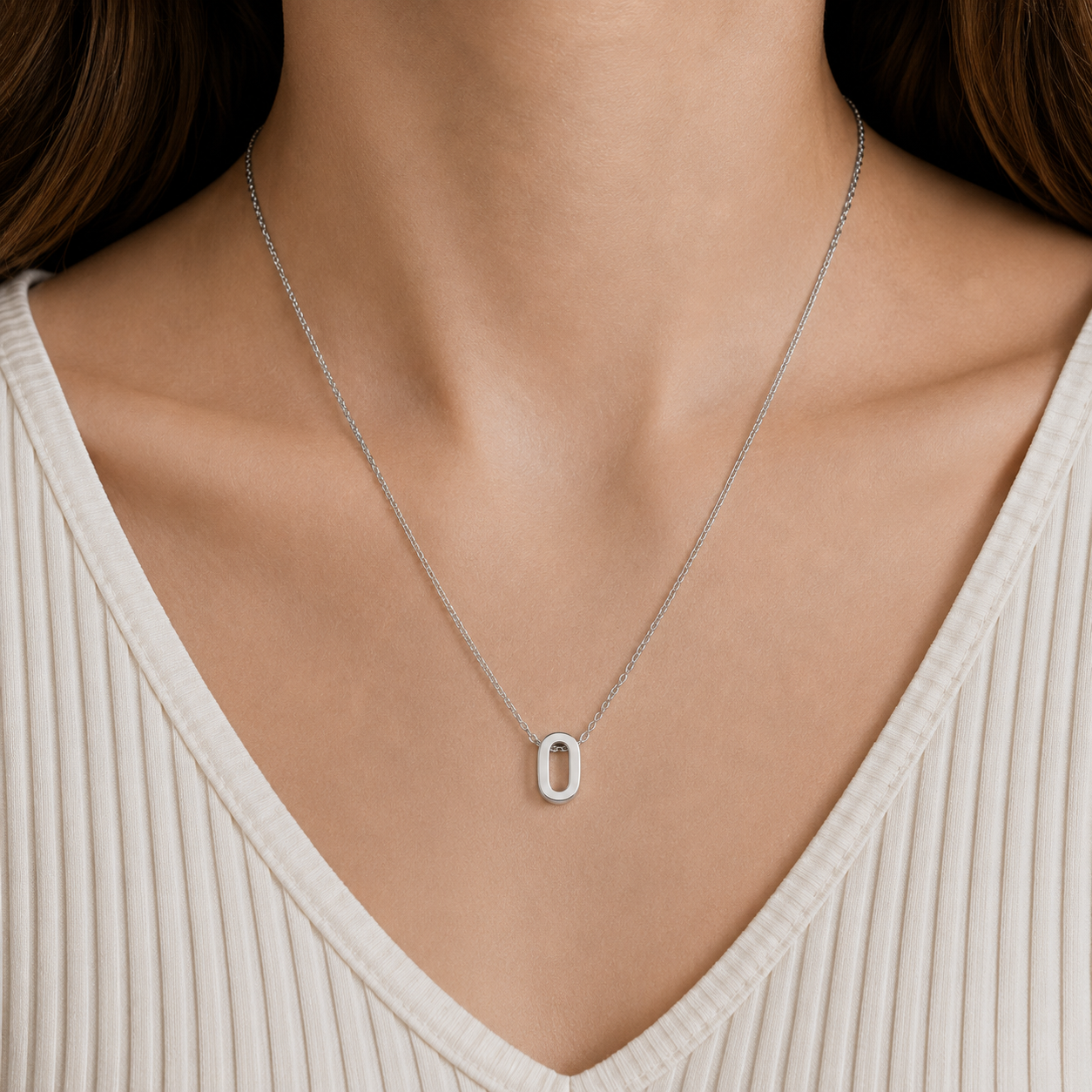 Collier Initiale en Acier Inoxydable Argent – Fraternité
