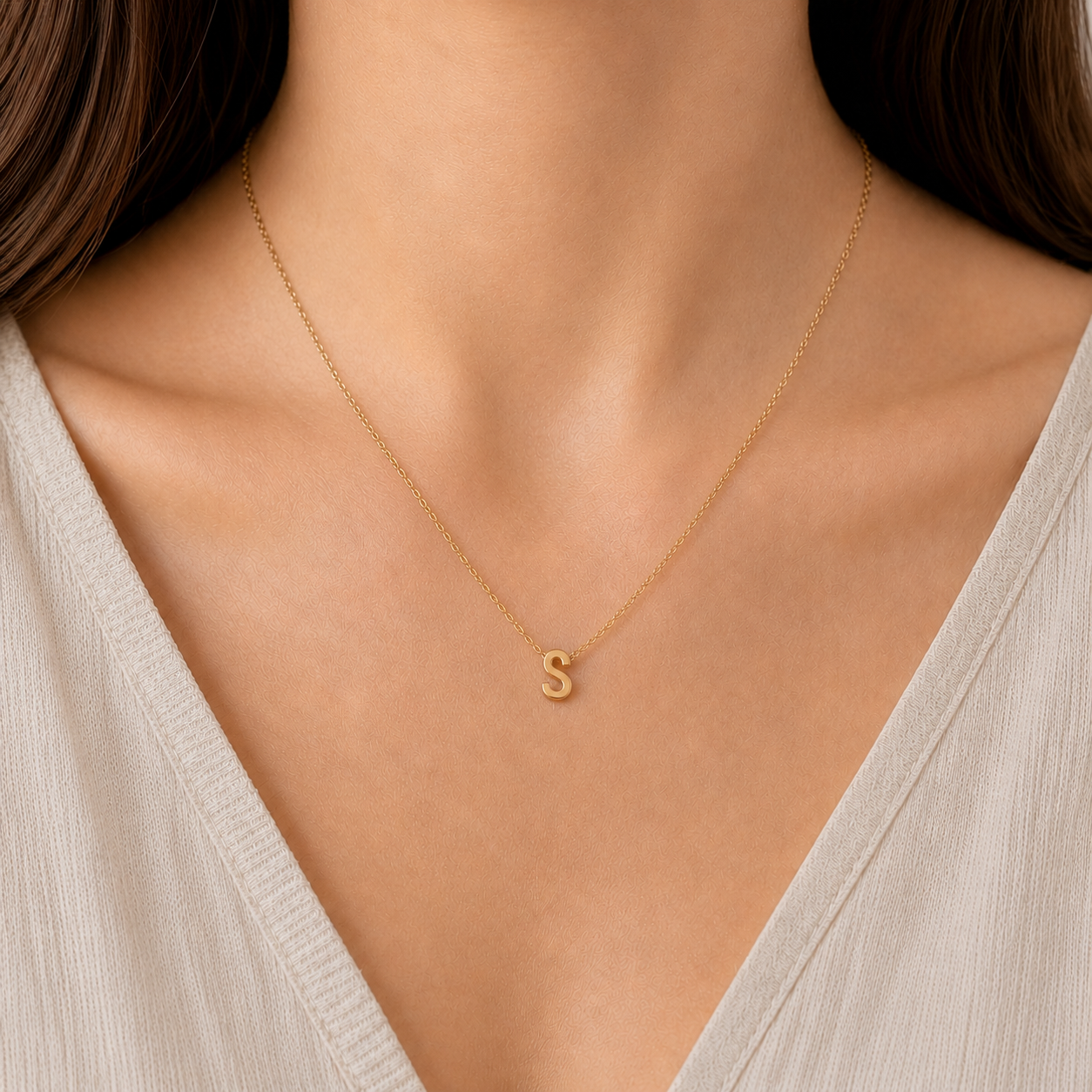 Collier Initiale en Acier Inoxydable Or – Fraternité