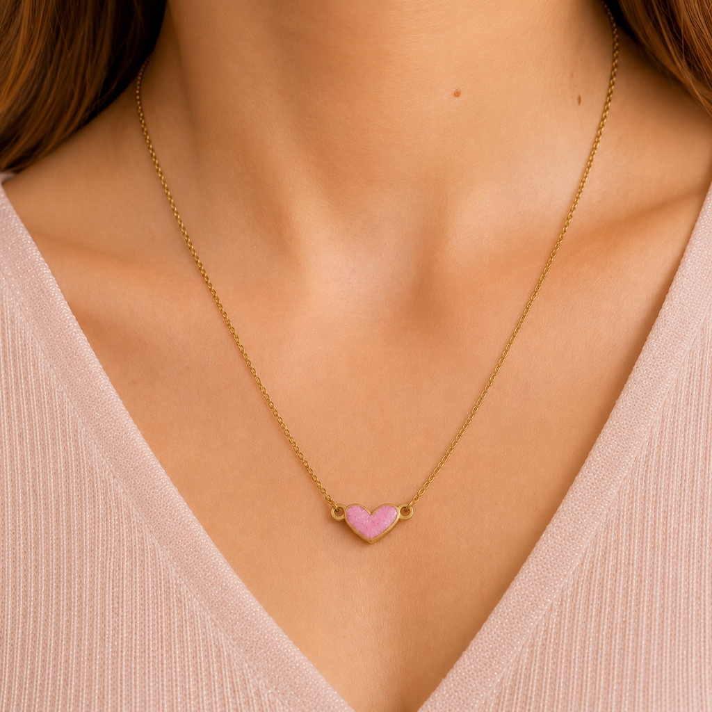 Collier Cœur en Acier Inoxydable – Famille