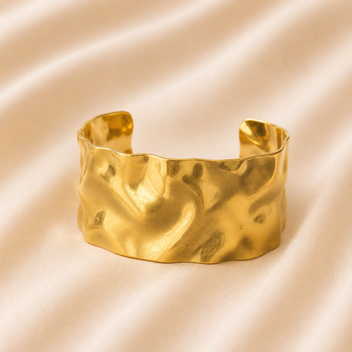 Bracelet Manchette Dorée en Acier Inoxydable – Transmission NNO