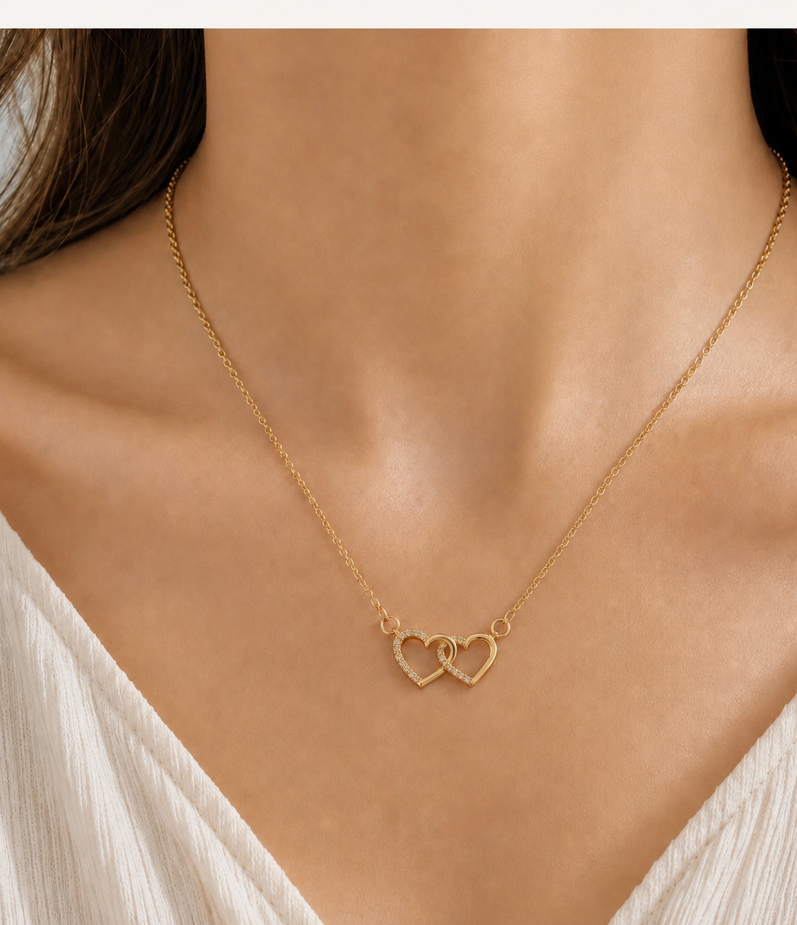 Collier Double Cœur Acier Inoxydable – Lien NNO