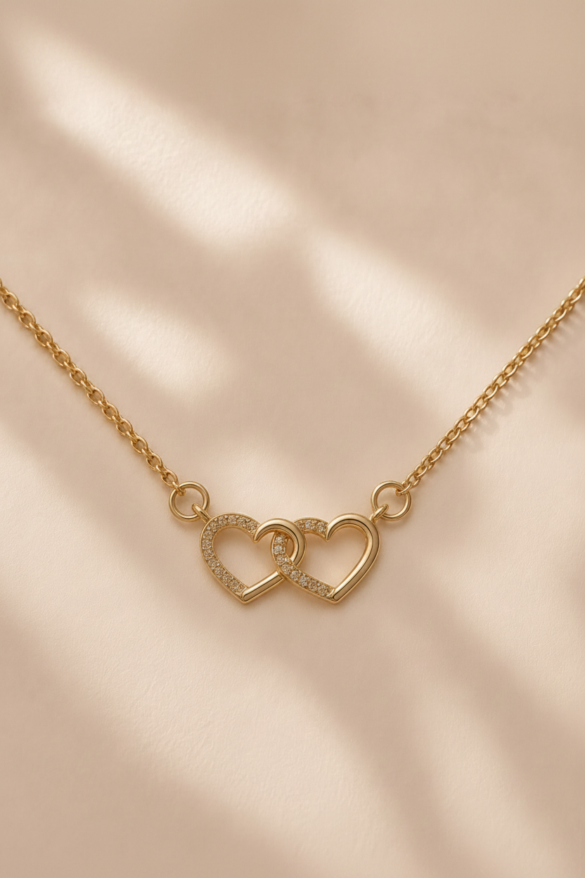 Collier Double Cœur Acier Inoxydable – Lien NNO