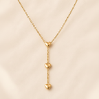 Collier Y Femme Trois Cœurs Doré – Éternité NNO