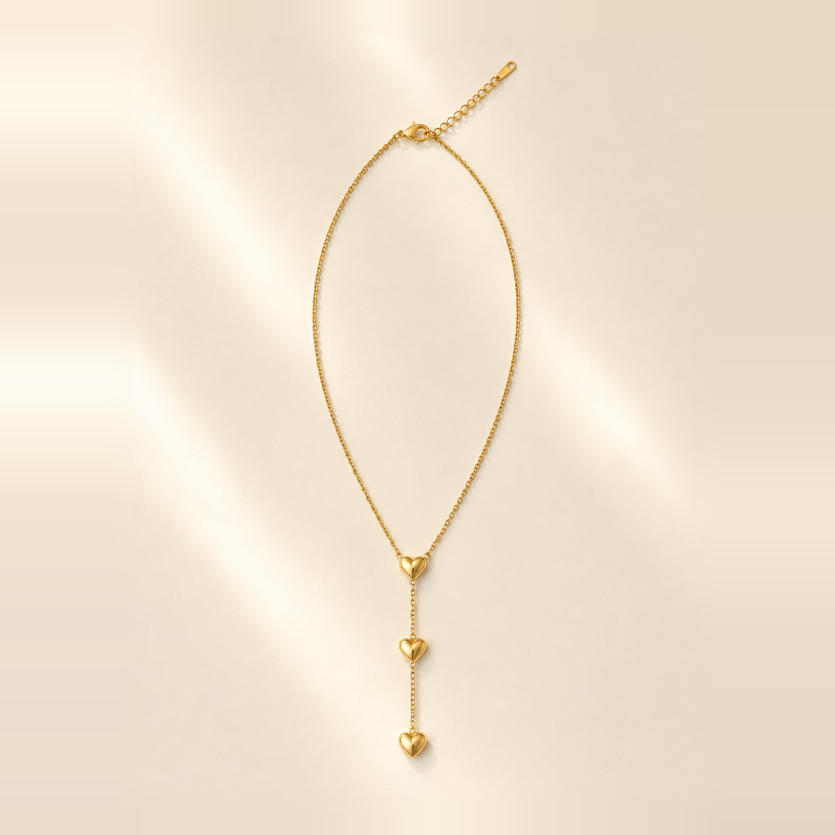 Collier Y Femme Trois Cœurs Doré – Éternité NNO